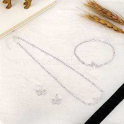 Butterfly Alloy with Crystal Rhinestone Pendant Necklace & Hoop Earring & Link Bracelet&nbsp;SJEW-LP0001-97