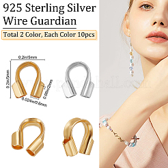 20Pcs 2 Colors 925 Sterling Silver Wire Guardian and Protectors&nbsp;STER-BBC0001-24