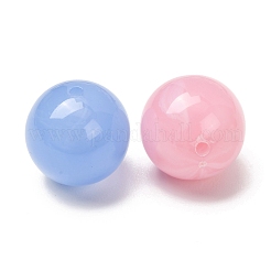 ツートンカラーの天然石風アクリルビーズ  ラウンド  ミックスカラー  20mm  穴：2.5mm  約110個/500g&nbsp;AC-CBA7B05-14