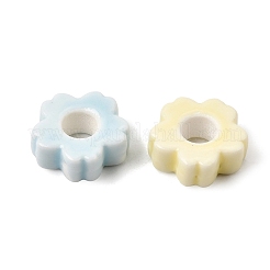 手作り陶器ヨーロピアンビーズ  五弁の花  大穴ビーズ  ミックスカラー  16.5x17x6.5mm  穴：6mm&nbsp;PR-CBA64B6-06
