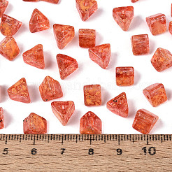ピカソの透明ガラスビーズ  三角形  レッドオレンジ  7.5x7.5~8.5x6~6.5mm  穴：1.4~1.6mm  約775個/ポンド&nbsp;SEED-Q039-02L