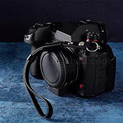 革製カメラケージハンドル  カメラ リストレット ストラップ  鉄のパーツと  ブラック  255x14x11mm&nbsp;FIND-WH0038-11