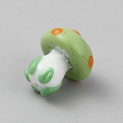 手作りランプワークビーズ  キノコ  黄緑  16x14mm  穴：1.4mm&nbsp;LAMP-CJC0008-34H