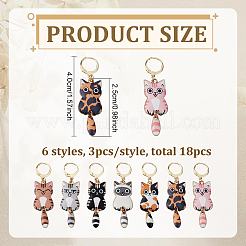 14Pcs 7 Styles Alloy Enamel Cat Shape Pendant Locking Stitch Markers&nbsp;HJEW-ME00172