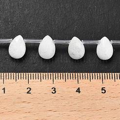 天然石ホワイトジェイドビーズ連売り  多面カット  ティアドロップ  トップ掘削  9x6x4mm  穴：0.8mm  約30~32個/連  16.54''（42センチメートル）&nbsp;G-Q167-A03-02