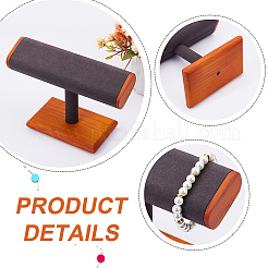 木製ブレスレットディスプレイスタンド  ベルベットで覆われた  長方形  グレー  22.2x8.1x14.4cm&nbsp;BDIS-WH0006-009B