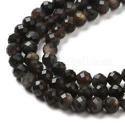 Natural Silver Sheen Obsidian Beads Strands&nbsp;G-E608-A02-C