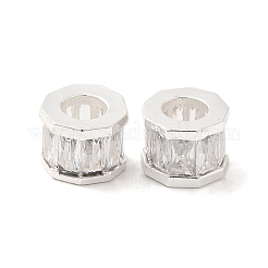 Rack Plating Brass Micro Pave Cubic Zirconia European Beads&nbsp;KK-F866-09S