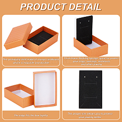 厚紙ダイヤモンドプリントジュエリー収納ボックス  内部のスポンジ  長方形  オレンジ  8x5x2.6cm&nbsp;CON-WH0084-79
