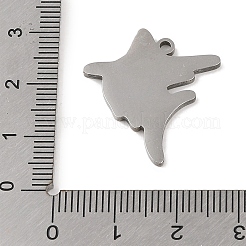 変色しない201ステンレススチールペンダント  マーリン魚チャーム  ステンレス鋼色  26x23x1.5mm  穴：1mm&nbsp;STAS-C095-30P