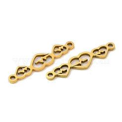 201ステンレススチールコネクタチャーム  トリプルハートリンク  ゴールドカラー  5x22x0.7mm  穴：1.2mm&nbsp;STAS-Q245-16G