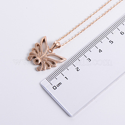 Elegant Stainless Steel Hollow Butterfly Pendant Necklaces for Women&nbsp;XQ2500