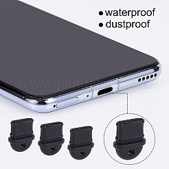 50 個のプラスチックモバイル防塵プラグ  USBタイプCポートカバー用  ブラック  1.1x1.1x0.4cm&nbsp;FIND-GA0004-06