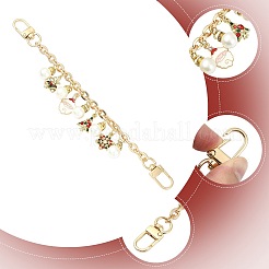 4Pcs 4 Styles Alloy Rhinestone with Acrylic Pearl Bead Charm Cable Chain Bag Decorative Chains&nbsp;HJEW-FS00060-02