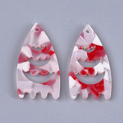 セルロースアセテート（樹脂）ペンダント  レッド  29.5x16x2.5mm  穴：1.5mm&nbsp;KY-S158-23E