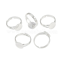 真鍮製リングパーツ  パッドリングパーツ  調整可能  銀色のメッキ  18mm内径  トレイ：10mm&nbsp;KK-C3044-10mm-S