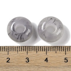 ツートン樹脂ヨーロピアンビーズ  大穴ビーズ  ロンデル  ブラック  13.5x8mm  穴：5mm&nbsp;RESI-F055-09G
