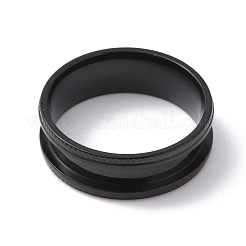 ステンレススチール製溝付き指輪 男性 女性用  電気泳動黒  内径：21mm&nbsp;RJEW-WH0004-30F-EB