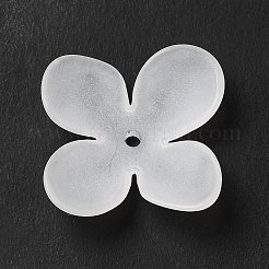 透明なアクリルビーズキャップ  4花びら  艶消し  花  ホワイト  26x26.5x5mm  穴：1.8mm  約769個/500g&nbsp;MACR-J122-02