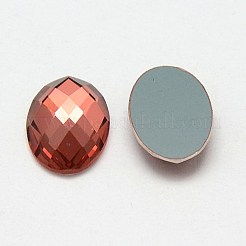 多面カットガラスオーバルカボション  インディアンレッド  18x13x3~5mm&nbsp;X-GGLA-F008C-22