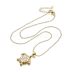 Summer Beach Brass Pave Cubic Zirconia Turtle Pendant Necklaces for Women&nbsp;NJEW-U039-02G-02