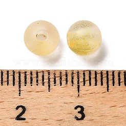 つや消し透明なアクリルビーズ  ラウンド  金箔とグリッター付き  グラデーションカラー  オレンジ  6x5.5mm  穴：1.8mm&nbsp;X1-OACR-F013-12I