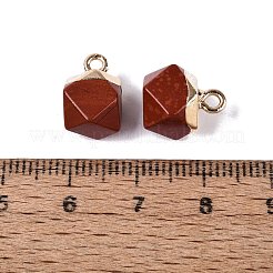 天然石レッドジャスパーペンダント  ポリゴンのチャーム  金色の真鍮ループ  11.5~14x7~9.5x7~9.5mm  穴：1.6~1.8mm&nbsp;G-N359-18G-10