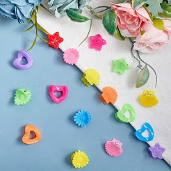 子供のヘアアクセサリー  プラスチックバンスクリップ  混合図形  ミックスカラー  98x83mm  100個/箱&nbsp;OHAR-NB0001-07