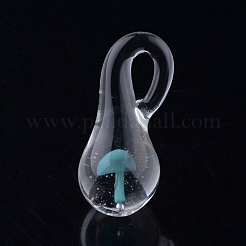 手作りランプワークガラスペンダント  パイレックス  キノコ  空色  21~25x9~10mm  穴：3~4mm&nbsp;X-LAMP-Q028-12B