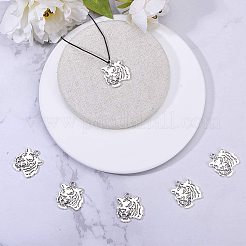 チベットスタイル合金タイガーヘッドのペンダント  アンティークシルバー  27x24x2mm  穴：3mm  30個/箱&nbsp;TIBEP-PH0004-85
