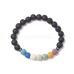 Natural Lava Rock Round Beads Stretch Bracelets for Men Women&nbsp;BJEW-JB11748