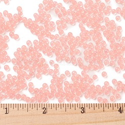 蓄光透明ガラスシードラウンドビーズ  穴なし/ドリルなし  グレードA  鮭色  2~2.5mm  約10000個/袋&nbsp;GLAA-F124-D01-A