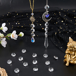80Pcs Transparent Faceted Glass Connector Charms&nbsp;GLAA-SP0001-88D-01
