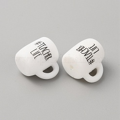 Cup with Word Teacher Life Silicone Beads&nbsp;LS-SIL-WH0006-18F