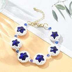 MIYUKI Glass Seed & Lampwork & Rhinestone Braided Star Link Chain Bracelets&nbsp;BJEW-MZ00038-01