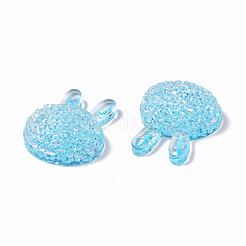 クリア樹脂カボション  スパンコール入り  ウサギの頭部  ディープスカイブルー  22x19x7.5mm&nbsp;CRES-N034-17D