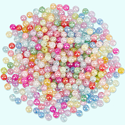 クリアクラックアクリルビーズ  ABカラー  ラウンド  ミックスカラー  8mm  穴：2.5mm  500個/セット&nbsp;PACR-PA0001-18A