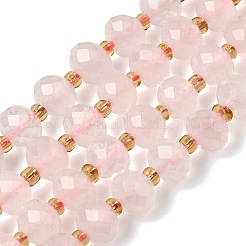 天然石ローズクォーツビーズ連売り  ファセットロンデルビーズ  シードビーズで  8x6~6.5mm  穴：1mm  約23~24個/連  7.68''（19.5cm）〜8.07''（20.5cm）&nbsp;G-D105-B06