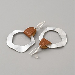 Brass Geometry Dangle Hoop Earrings&nbsp;EJEW-WH0017-63C