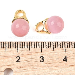 キャッツアイペンダント  18KGP本金メッキ真鍮製パーツとともに  ティアドロップ  パールピンク  13x8mm  穴：3mm&nbsp;G-C148-02A-01