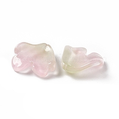 電気メッキガラスペンダント  花びらのチャーム  ピンク  20x19x4mm  穴：1.2mm&nbsp;EGLA-H102-02H