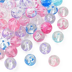 50 個の UV メッキ透明アクリルビーズ  花の丸  ミックスカラー  15.5mm  穴：2.5mm&nbsp;MACR-CJ0002-13