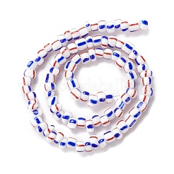 手作りランプワークビーズ連売り  3トーン  コラム  ホワイト  4~5.5x2~4mm  穴：1.2~1.4mm  約130個/連  14.96~15.16インチ（38~38.5cm）&nbsp;BLOW-K001-01B-10