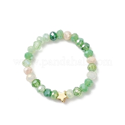 女性用電気メッキガラスビーズ指輪5個  スター  ミックスカラー  3.5mm  内径：18mm&nbsp;RJEW-JR00942