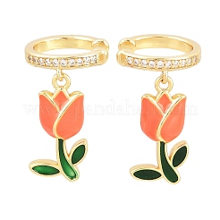 Valentine's Day Brass Clear Cubic Zirconia Cuff Earrings&nbsp;EJEW-Z164-09G-02