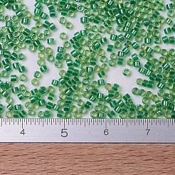 MIYUKIデリカビーズ  シリンダー  日本製シードビーズ  11/0  （db0916)輝くグリーンの裏地付きチャート  1.3x1.6mm  穴：0.8mm  約2000個/10g&nbsp;X-SEED-J020-DB0916