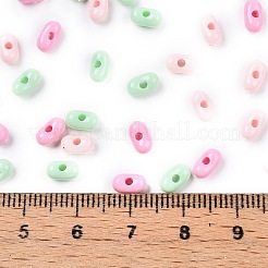 不透明なアクリルビーズ  ピーナッツ  ミックスカラー  6.5x4x3mm  穴：1.5mm  約199個/10g&nbsp;X1-MACR-T048-02M-11