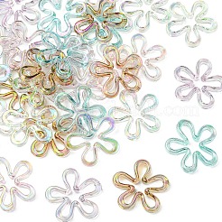 30色メッキUVアクリルビーズ5個  虹色の  花  ミックスカラー  43x43x6.5mm  穴：1.8mm  6個/カラー&nbsp;TACR-YW0003-24