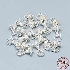 925スターリングシルバーチャーム  丸カン付き  花  銀  9x6.5x6mm  穴：4mm&nbsp;STER-T002-49S