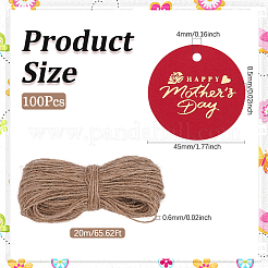 100Pcs Mother's Day Flat Round Gold Stamp Word Happy Mother' Day Hanging Tag&nbsp;DIY-SP0003-88B